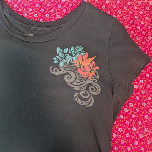 Crazy Shirts Cap Sleeve Women’s T Shirt Pima Cotton Floral Design Hawaii - Picture 4 of 6